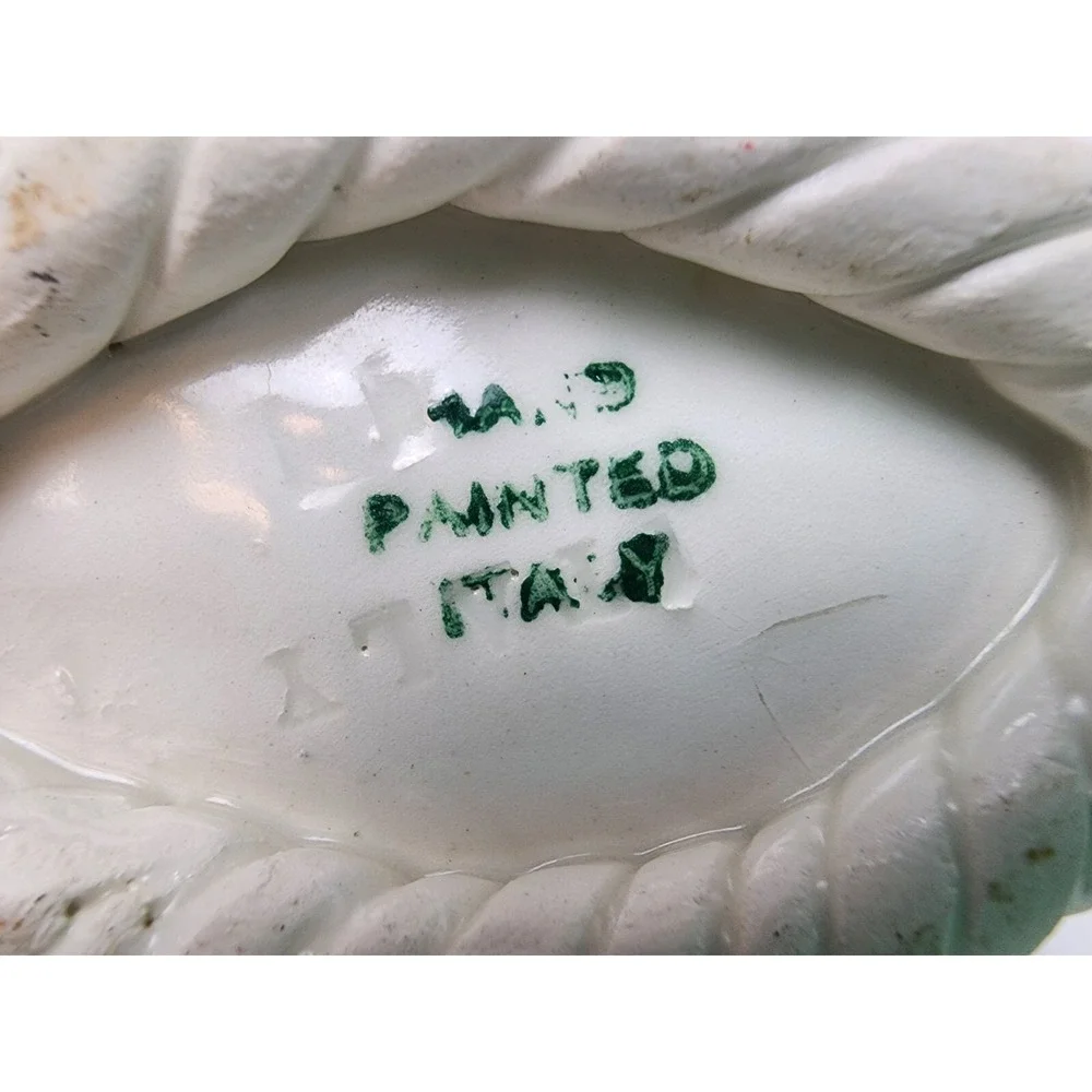 VINTAGE Italian Hand Painted‎ Roses/Floral Porcelain Lattice Basket with Handle